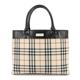 Burberry Nova Check Handbag Canvas Leather Beige Brown Hand Shoulder Bag