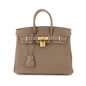 Hermes Hermès Birkin 25 Togo Etoupe Handbag with B Stamp and Gold Hardware