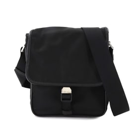 Prada Shoulder Bag in Nylon and Saffiano Leather, Black with Silver Hardware, V167
