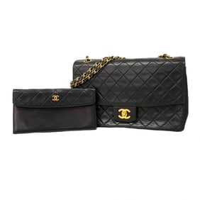 Chanel Shoulder Bag Matelasse W Chain Lambskin Black Women's