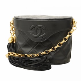 Chanel Shoulder Bag with Matelasse Chain, Lambskin, Black, Women's, P1290827
