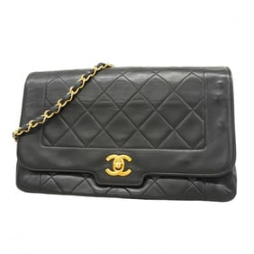 Chanel Matelasse Shoulder Bag with Chain Bag, Lambskin, Black, Women's, P1307294