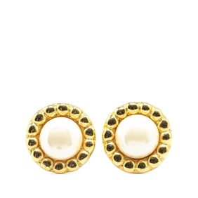 Chanel faux pearl earrings, gold plated, women's, CHANEL