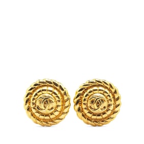 CHANEL Coco Mark Earrings, Gold Plated, Women's,