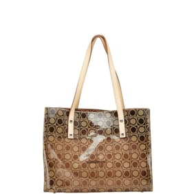 Salvatore Ferragamo Gancini Tote Bag, Brown Vinyl and Leather, Women's