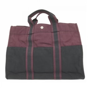 Hermes Hermès Tote Bag, Four Tou MM Canvas, Black and Bordeaux, Men's Women's