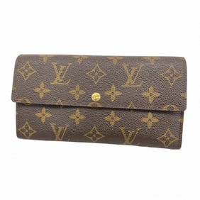 Louis Vuitton Monogram Pochette Porte Monnaie Credit Long Wallet M61726 Brown Women's