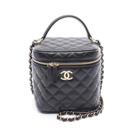 CHANEL Matelasse Shoulder Bag in Grained Calfskin Leather, Black, Women's, AS2362