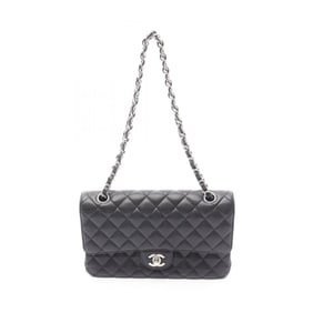 CHANEL Matelasse Double Flap Shoulder Bag in Grained Calfskin Leather, Black, Women's, A01112