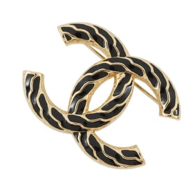 Chanel Coco Mark Metal Brooch B24P CHANEL Black