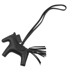 Hermes Hermès Rodeo PM Touch Bag Charm, Black Lambskin with Alligator Matte Z Stamp