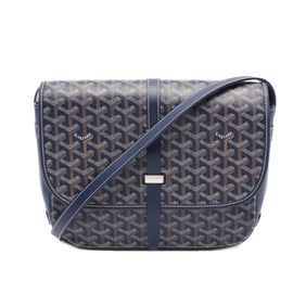 Goyard Belvedere MM Shoulder Bag in PVC-Coated Canvas and Leather, Navy, Brown, or White.