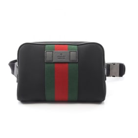 Gucci Sherry Line Waist Bag, Body Leather, Nylon Canvas, Men's/Women's, Black/Multicolor, 630919