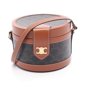 Celine Tambour Medium Triomphe Shoulder Bag in PVC-Coated Canvas and Leather, Brown, Women's, 19519