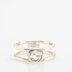 Gucci Interlocking G Open Band Ring #9 SV925 Silver Women's GUCCI