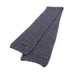 Chanel Coco Mark Scarf, Silk and Cashmere, Women's, Navy