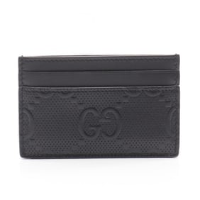 Gucci GG embossed card case, leather, black, for men and women, 625564