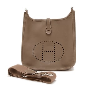 Hermes Hermès Evelyne 3PM Shoulder Bag in Taurillon Etoupe with Silver Hardware, Z Stamp