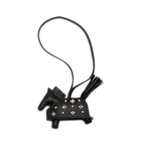 Hermes Hermès Rodeo Robeo Lock PM Bag Charm, Black, Silver Hardware, K Stamp