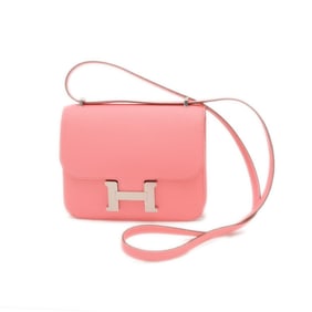 Hermes Hermès Constance Mini 18 Shoulder Bag, Miroir Epsom Rose Confetti, Silver Hardware, K Stamp