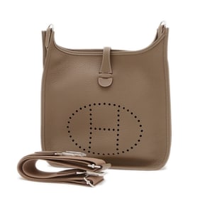 Hermes Hermès Evelyne 3 PM Shoulder Bag in Taurillon Etoupe with Silver Hardware, K Stamp