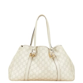 Gucci Guccissima GG Twins Tote Bag Shoulder 232957 Ivory Gray Leather Women's GUCCI