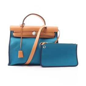 Hermes Hermès Airbag Zip PM Handbag, Leather Toile Officier/Vache Hunter Officier, Women's,