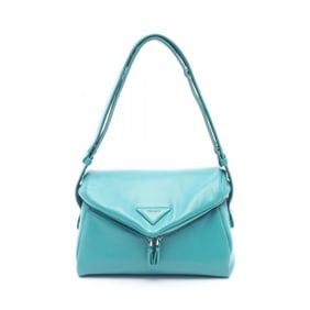 Prada Signor Shoulder Bag, Leather, Women's, Green, 1BC165