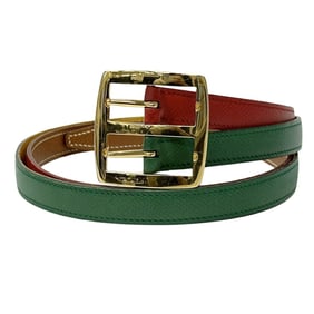 Hermes Hermès Women's Couchvel Belt, Multicolor, Brown, Green, Yellow, and Red, Reversible,