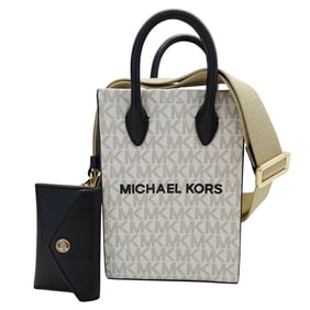 Michael Kors Women's Handbag/Shoulder Bag, 2-Way, Leather, White, Black, Compact