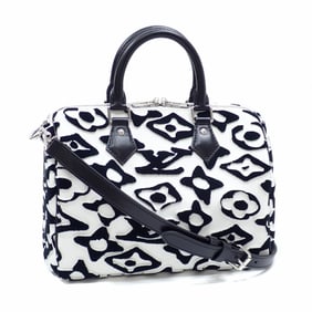 Louis Vuitton x Urs Fischer Monogram Tuftage Speedy Bandouliere 25 Women's Handbag M45563 White
