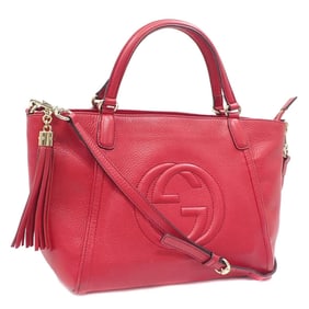 Gucci Women's Red Leather Shoulder Bag 369176 with Interlocking G