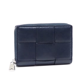 Bottega Veneta Intrecciato Navy Leather Coin Case for Men and Women