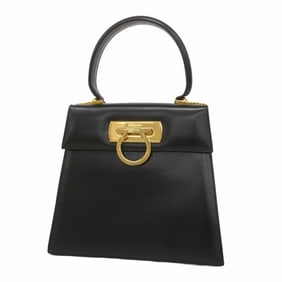 Salvatore Ferragamo Gancini Leather Handbag in Black for Women