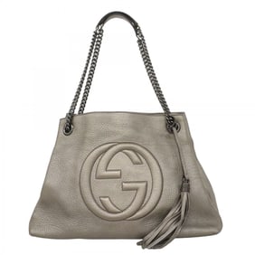 Gucci Soho Shoulder Bag 308982 Leather Gray Women's