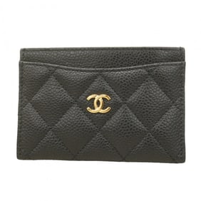 Chanel Matelasse Business Card Case in Caviar Leather, Black, Women's