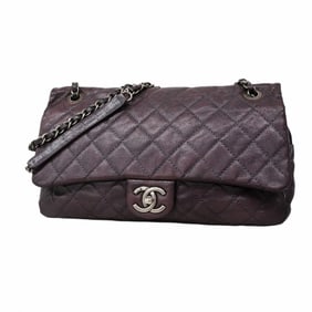 Chanel Shoulder Bag Matelasse W Chain Caviar Leather Purple Women's