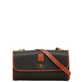 Bally B Logo Crossbody Shoulder Bag in Black and Brown Leather for Women