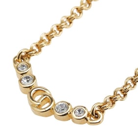 Christian Dior Dior CD logo rhinestone necklace, gold plated, for women.