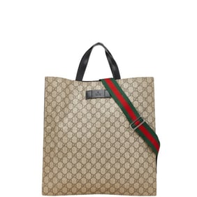 Gucci GG Supreme Tote Bag/Shoulder Bag 2WAY 456217 Beige Black Leather Women's GUCCI