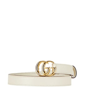 Gucci GG Marmont Belt, Sizes: 65-26, White Leather, Women's, 409417, GUCCI