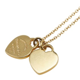 Tiffany & Co. Return to Double Heart Plate Pendant Necklace in 18K Yellow Gold. Women's. TIFFANY