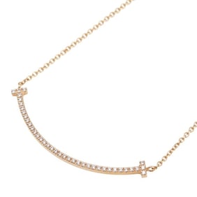 Tiffany T Smile Small Pendant Necklace in 18K Pink Gold with Diamonds, Women's, TIFFANY & Co.