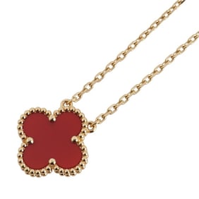 Van Cleef & Arpels Vintage Alhambra Pendant Necklace VCARD38500 in 18KYG Yellow Gold with Carnelian,