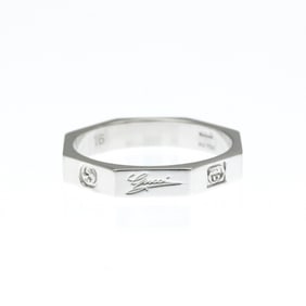 Gucci Octagonal Ring White Gold (18K) Fashion No Stone Band Ring Silver