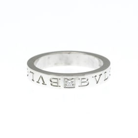Bvlgari Double Logo Ring White Gold (18K) Fashion Diamond Band Ring Silver