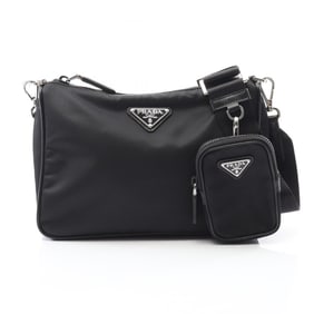 Prada TESSUTO+SAFFIANO Re-nylon Shoulder Bag in Nylon and Saffiano Leather, Black, Men's Women's,