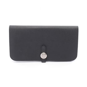 Hermes Hermès Dogon Long Bifold Wallet Leather Togo Women's Black