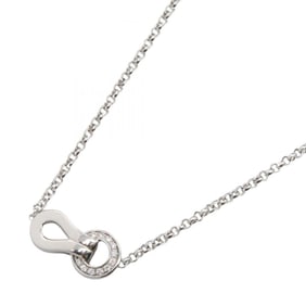 Cartier Agraffe Diamond Necklace in 18K White Gold (Silver and Clear).