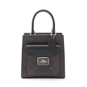 Coach Mini Pepper Crossbody Signature Handbag, Coated Canvas and Leather, Women's, Brown Black,